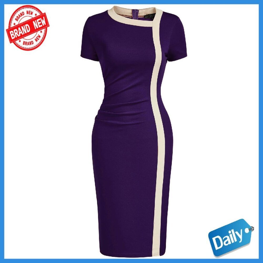 Vintage Ruffle Pencil Dress for Work Church Business